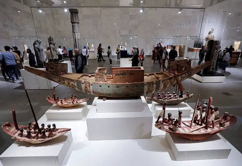 Ancient Egyptian treasures on display in a Cairo museum