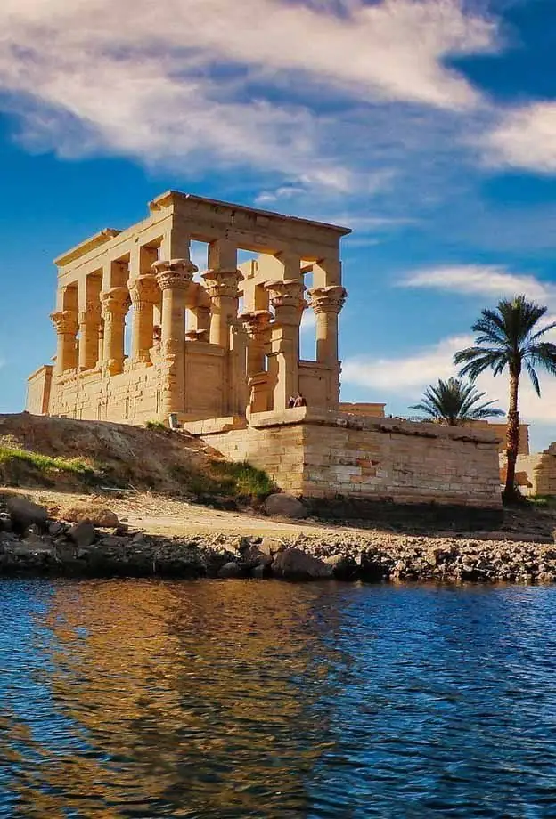 An ancient temple on the water's edge near Aswan