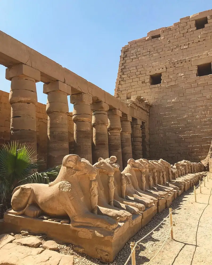 The avenue of sphinxes leading to the temples of Luxor