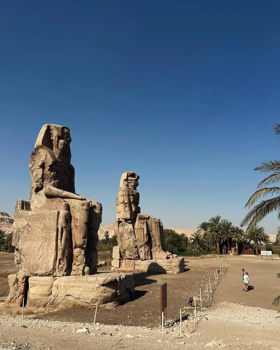 Colossal statues and temple architecture on the Luxor West Bank