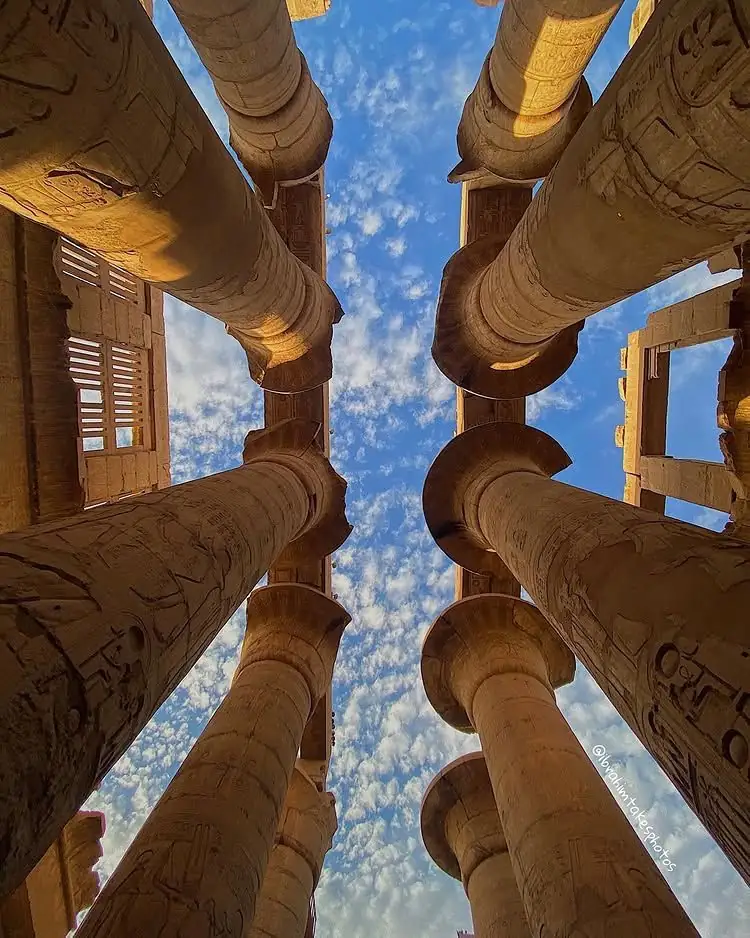 The great columns of an ancient Egyptian temple