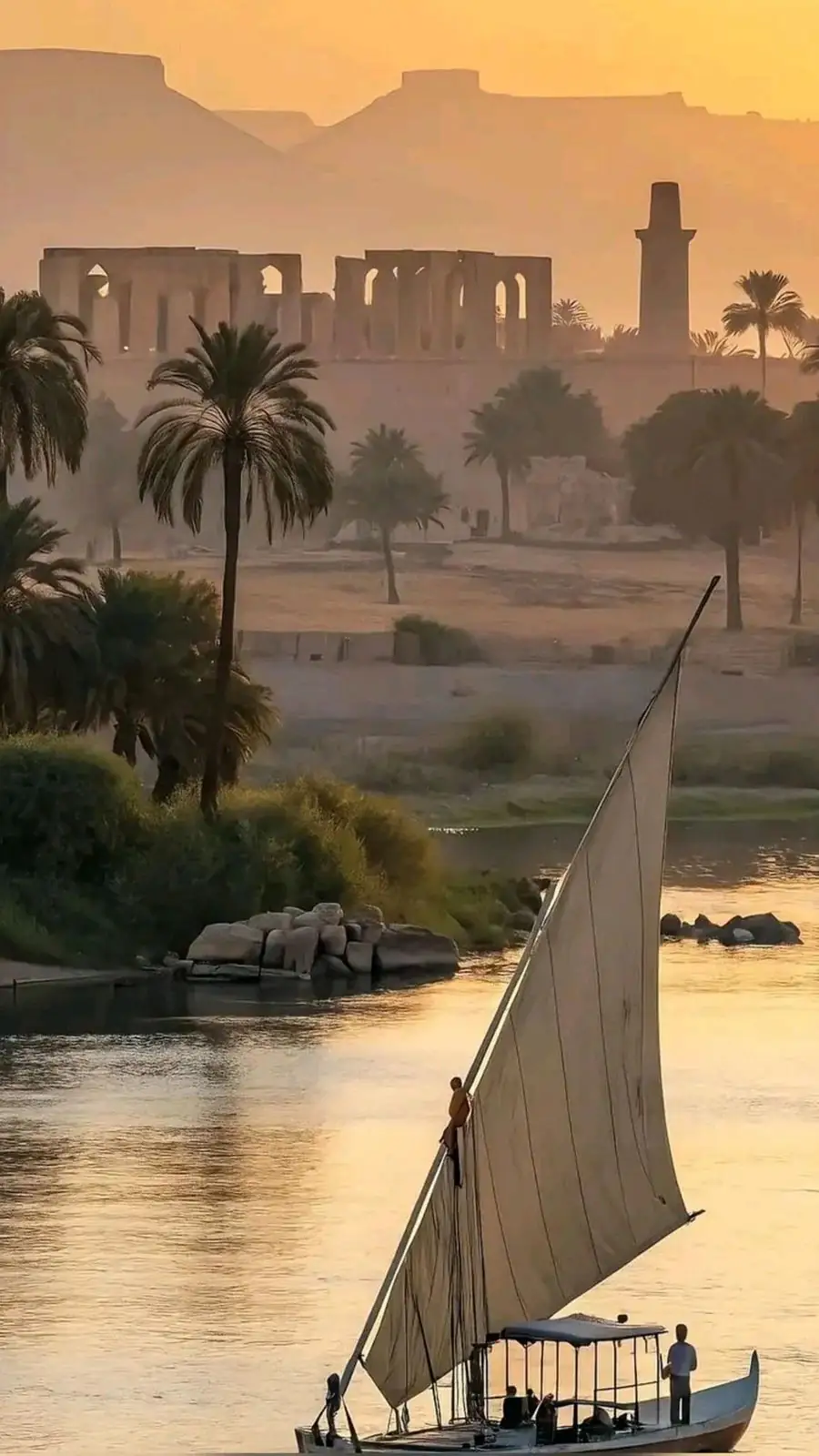 A boat on the Nile at sunset